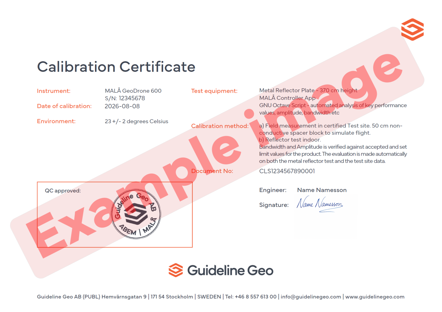Calibration Certificate | Guideline Geo